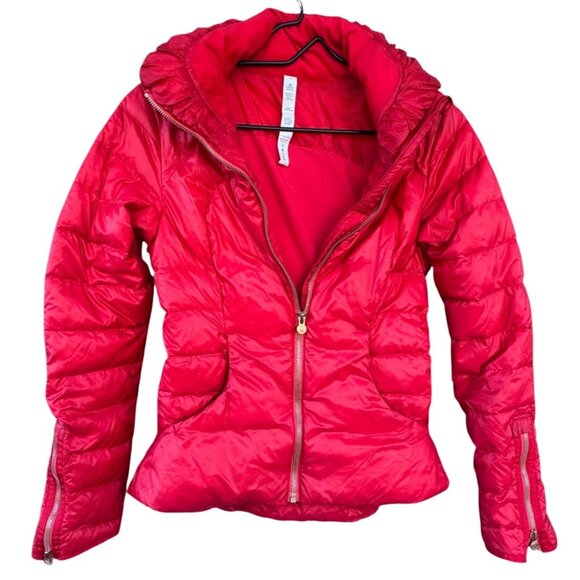 Lululemon Red Puffer Coat Jacket Women's Sz 4 Lightweight Nylon Insulated Zip-Up - Picture 1 of 12